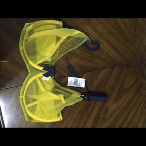 NWT Claudette balconette bra navy/yellow UK 34G